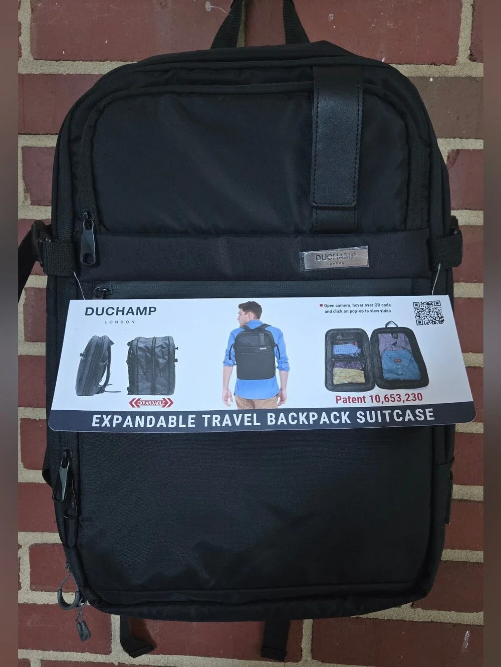DUCHAMP London Expandable Travel Backpack Suitcase Carry On Laptop Travel Bag